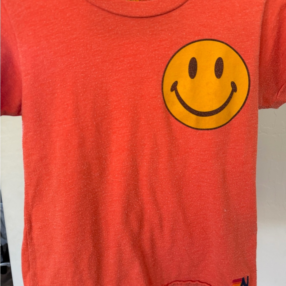 Aviator Nation Red Tee with Smiley Face